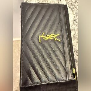Saint Laurent Black and Gold Quilted Wallet